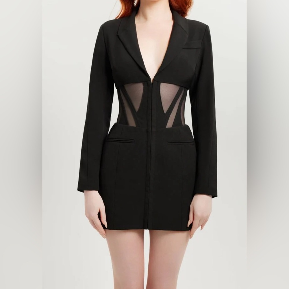 Black Corset-Detail Mini Dress